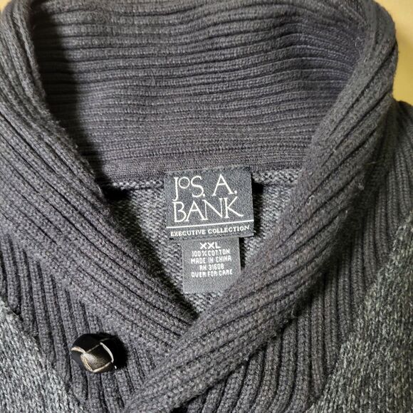 Jos A Bank Executive Collection Shawl Collar  XXL Gray 100% Cotton Pullover - Picture 2 of 3